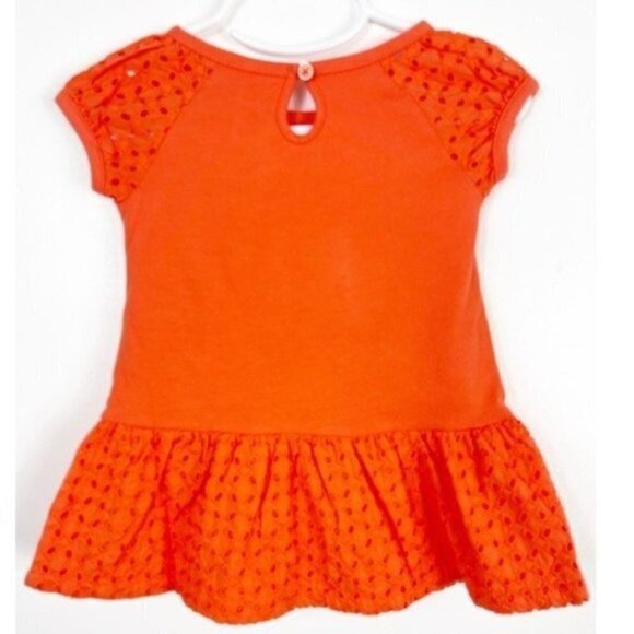 GYMBOREE tangerine Dress cap sleeve key hole back matching underwear 6-12 months - Picture 2 of 8